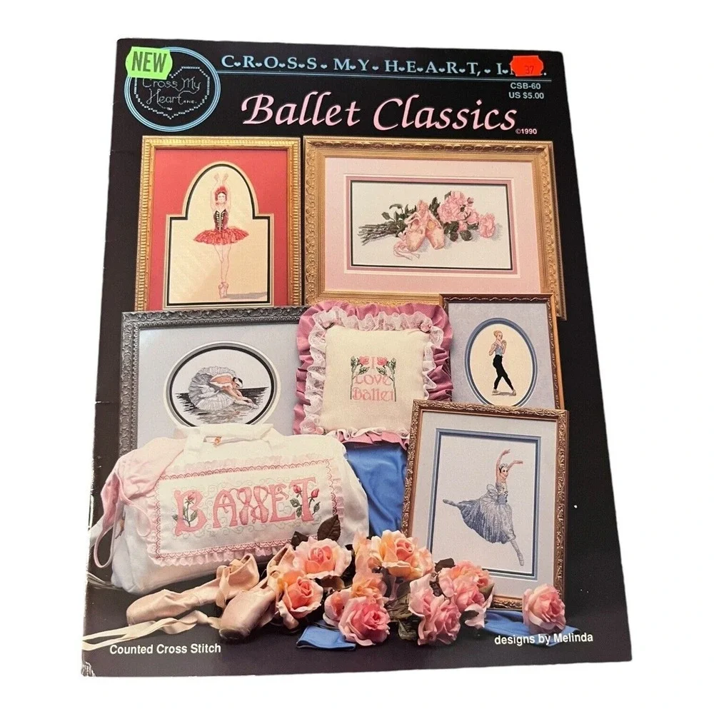 Vtg Cross Stitch Patterns‎ Lot of 5 Border Ballet Hummingbird Home & Baby VGC